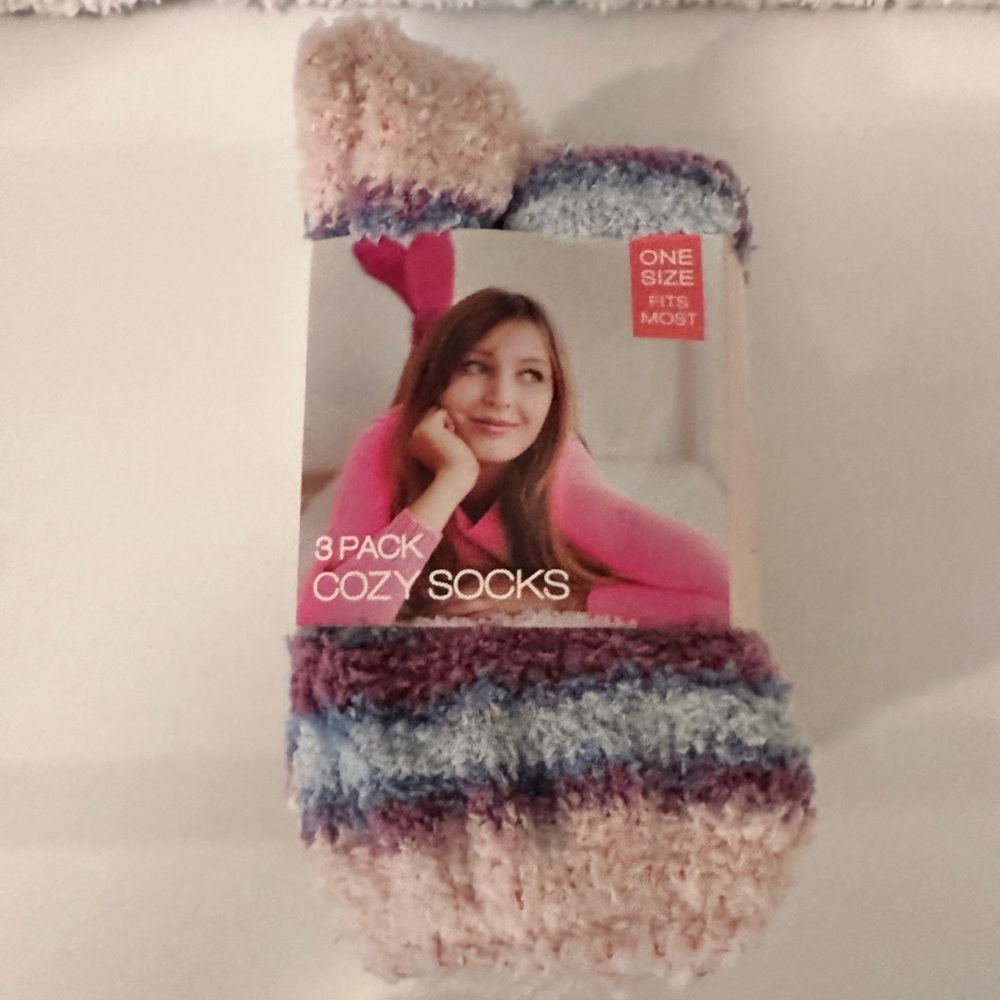 Women's Fuzzy Striped Socks - 3 Pack